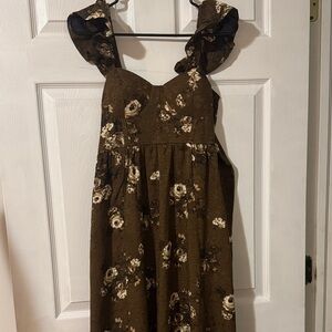 Blu Pepper Brown Floral Maxi Dress